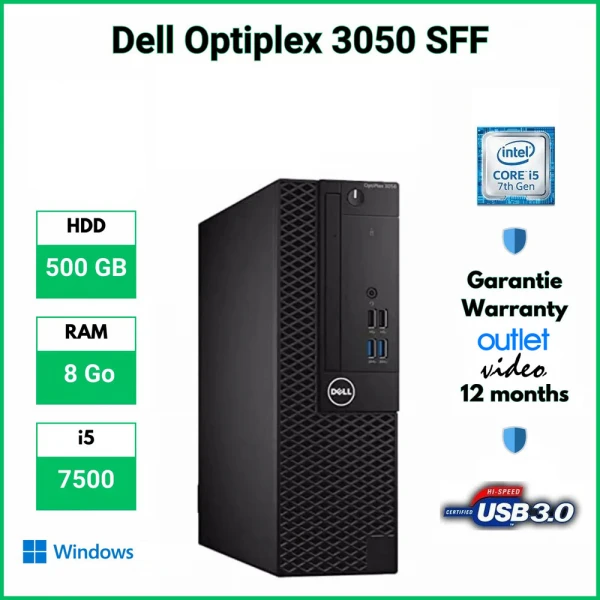 Dell Optiplex 3050 SFF intel i5-7400 4x3GHz 8GB DDR4 120GB SSD HDMI